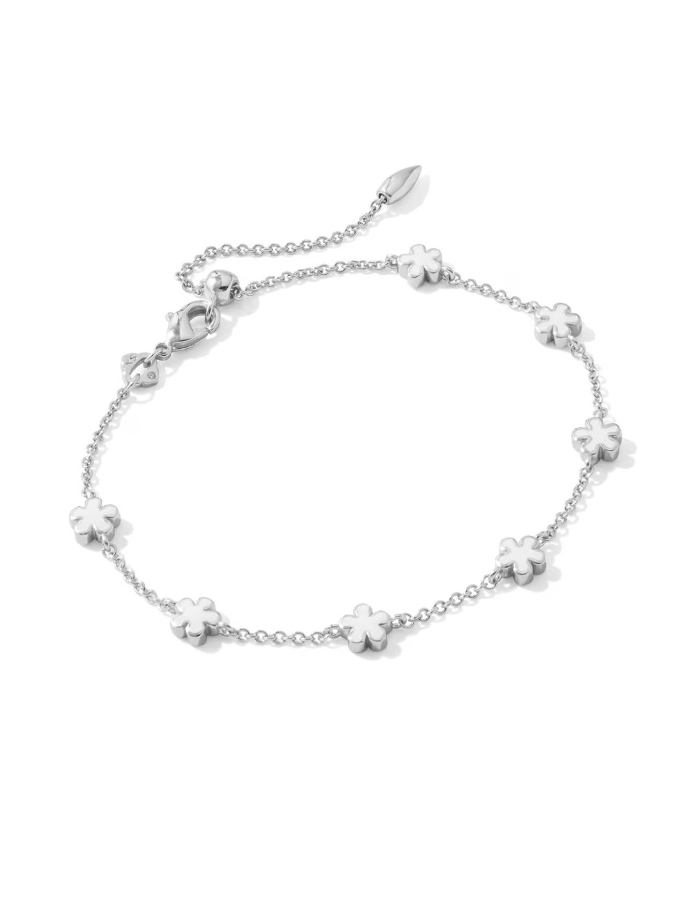NWT Kendra Scott Jane Delicate Chain Bracelet in Silver and White Enamel